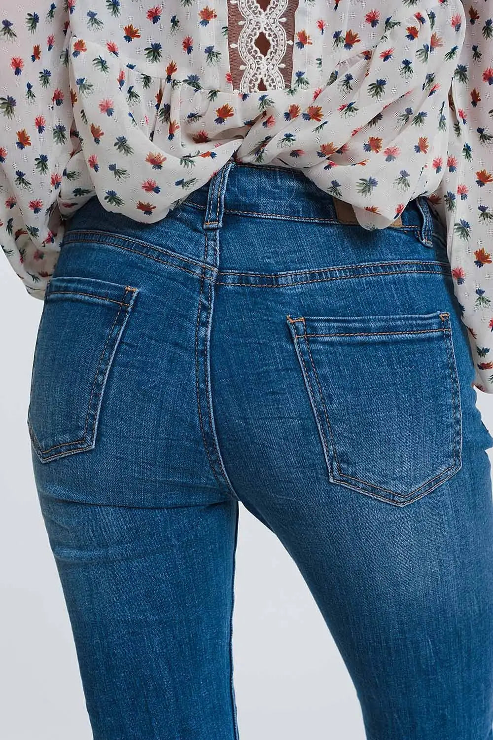 Jean skinny à taille mi-haute - Bleu clair - Pantalons