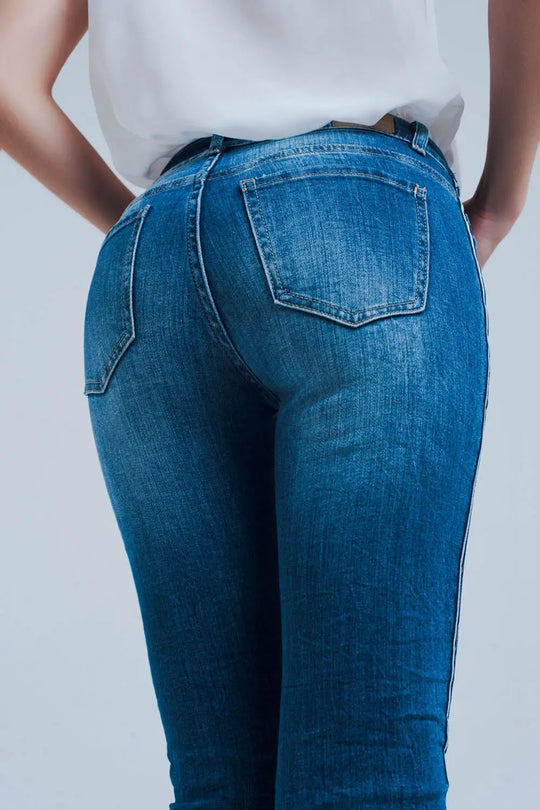 Jean skinny avec bande sur la couture latérale - Pantalons