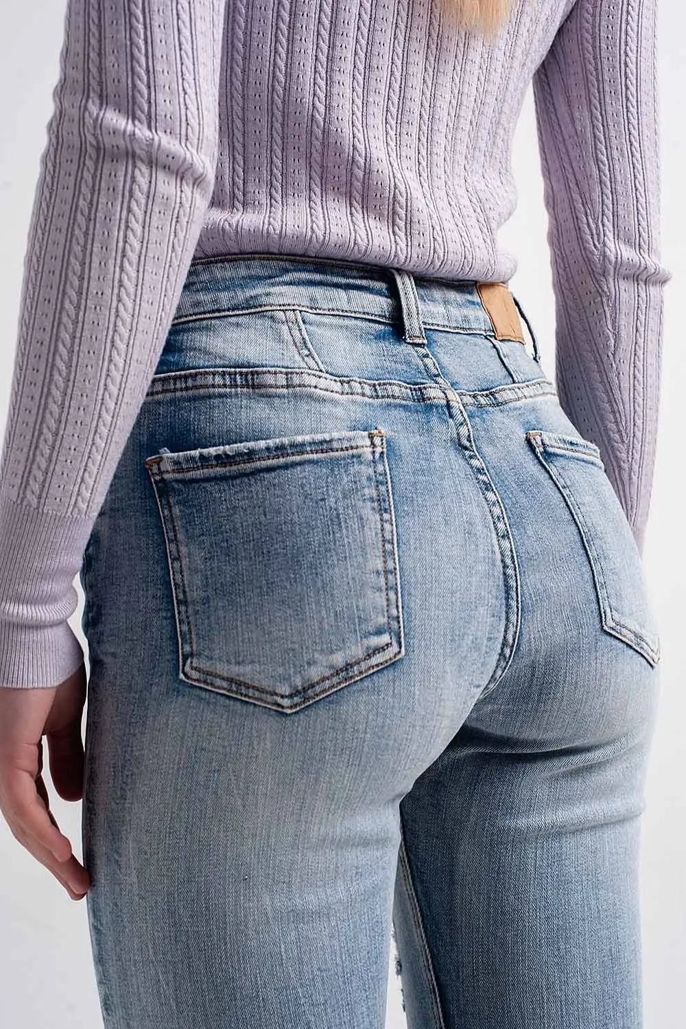 Jean skinny avec boutons visibles Bleu moyen - Pantalons