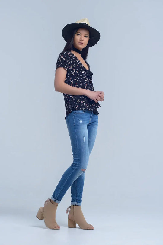 Jean skinny avec déchirures au genou - Pantalons