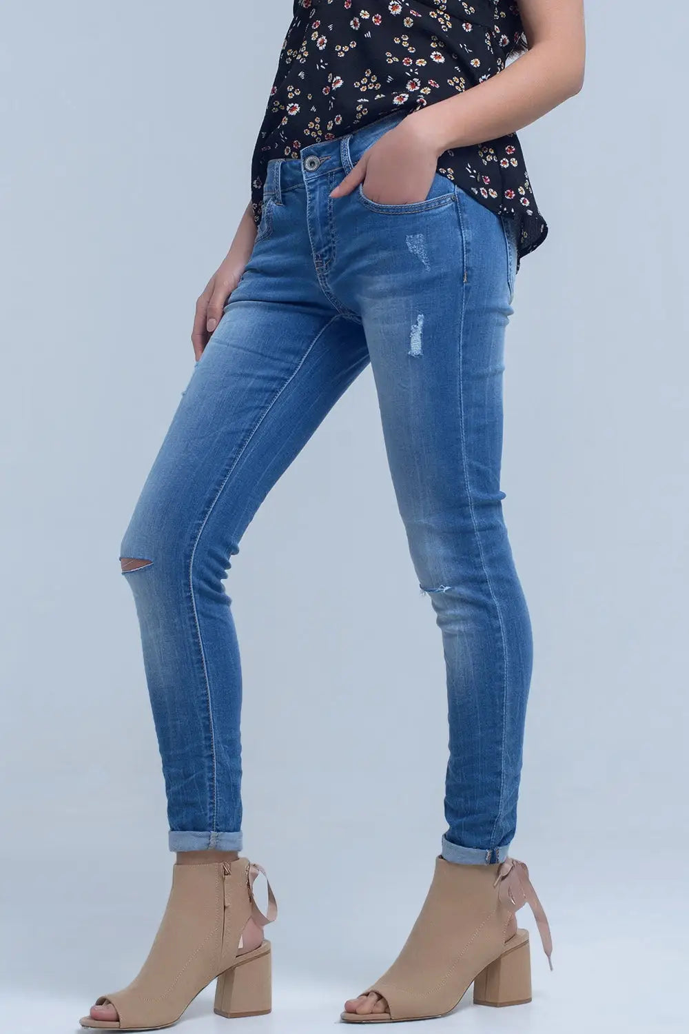 Jean skinny avec déchirures au genou - Pantalons