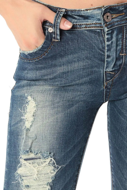 Jean skinny avec déchirures et effet usé - Pantalons