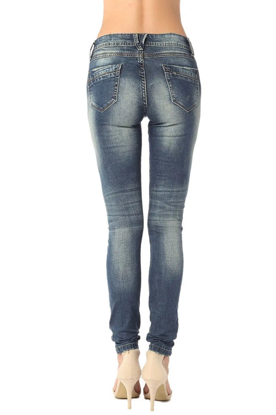 Jean skinny avec déchirures et effet usé - Pantalons