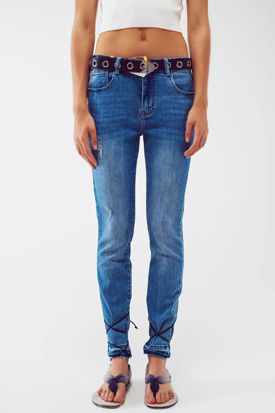 Jean skinny avec détail délavé à l’ourlet - Pantalons
