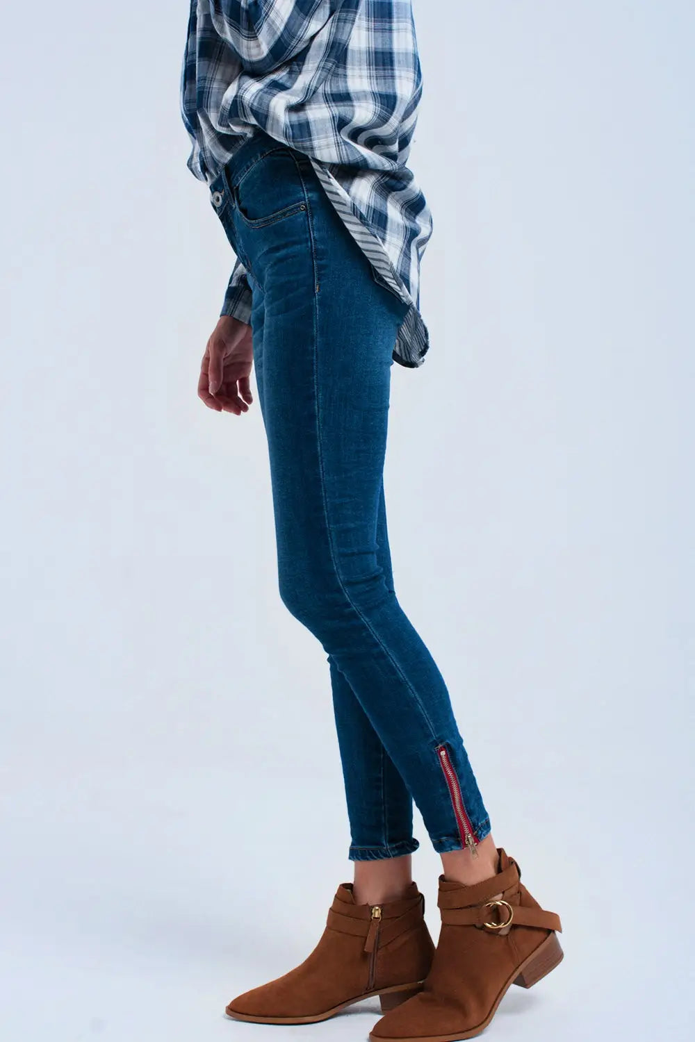 Q2 Jean skinny avec fermeture éclair