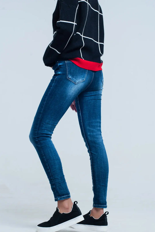 Jean skinny avec poche brodée - Pantalons