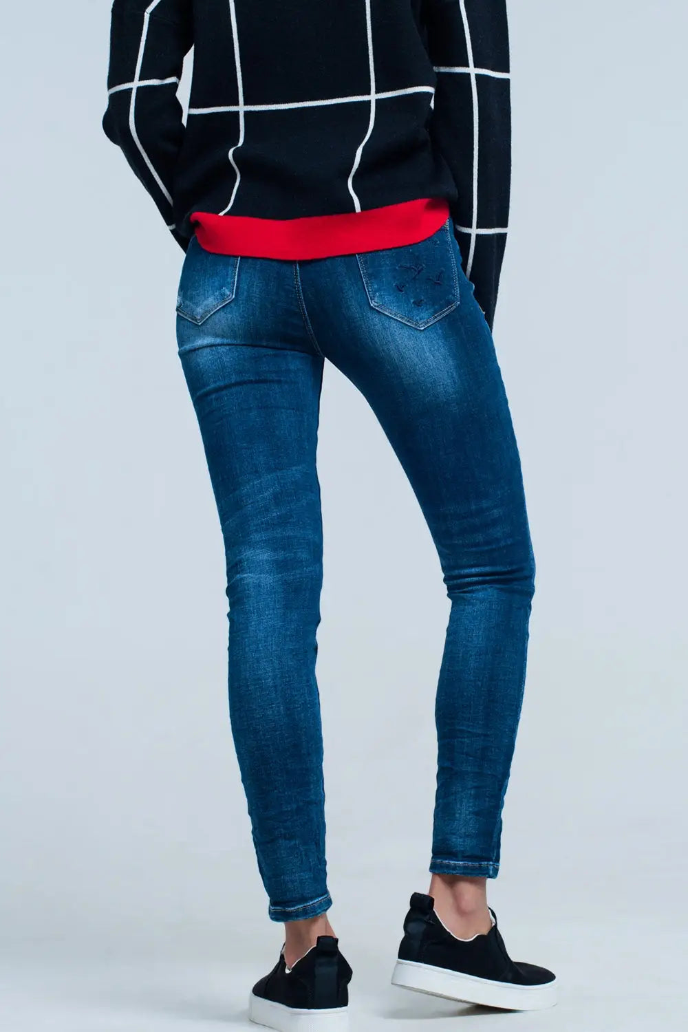Jean skinny avec poche brodée - Pantalons