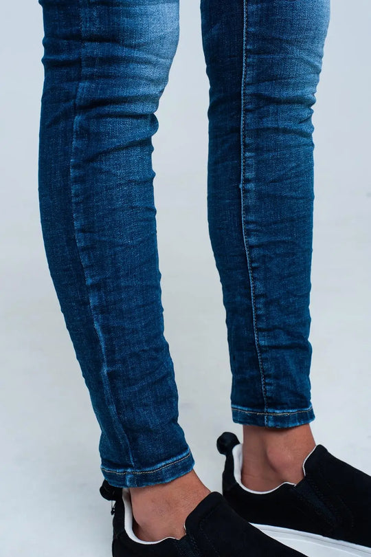 Jean skinny avec poche brodée - Pantalons