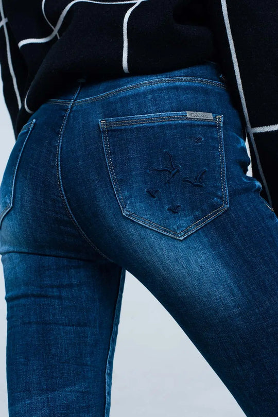 Jean skinny avec poche brodée - Pantalons