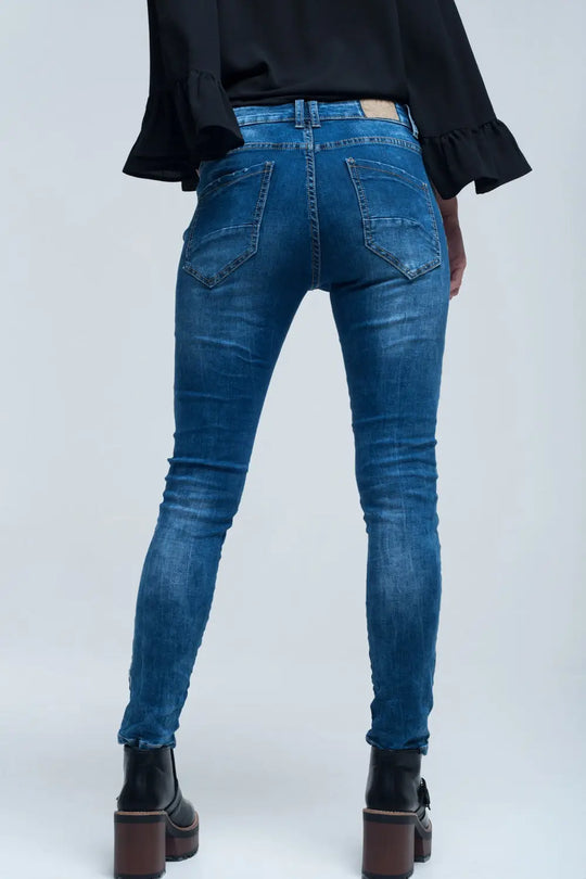 Jean skinny avec rayures sur le côté - Pantalons