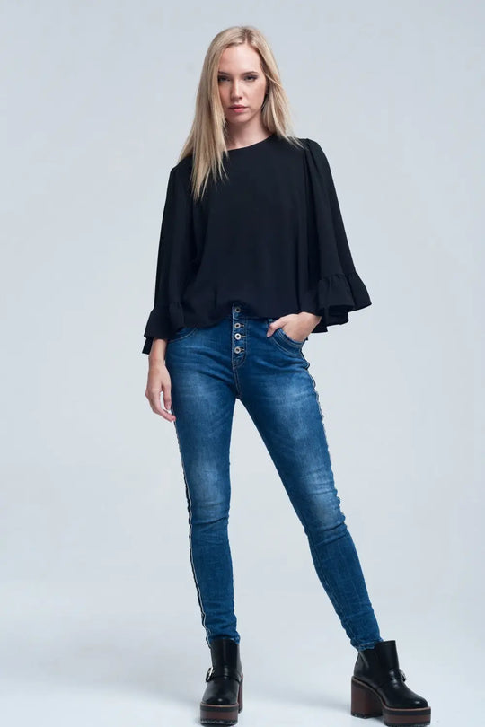 Jean skinny avec rayures sur le côté - Pantalons