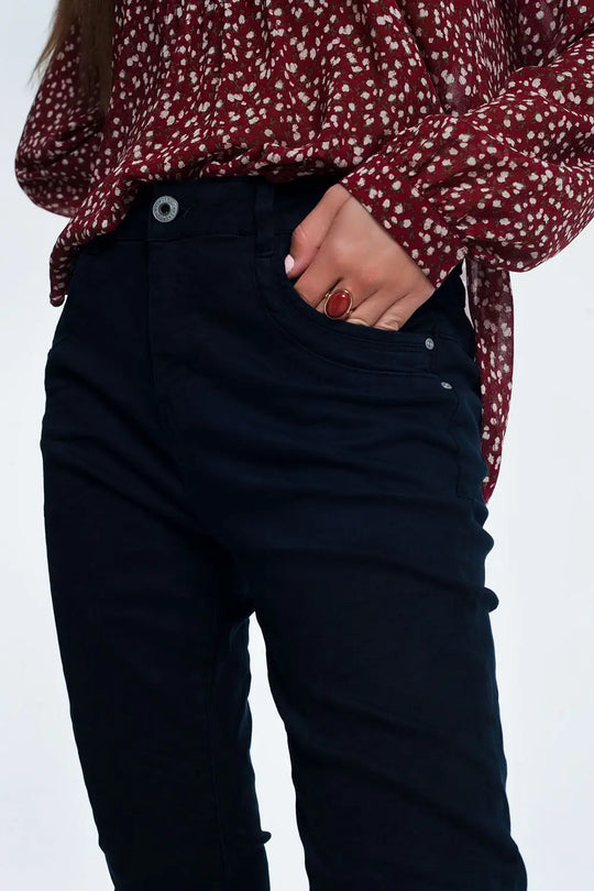 jean skinny bleu marine avec entrejambe bas - Pantalons