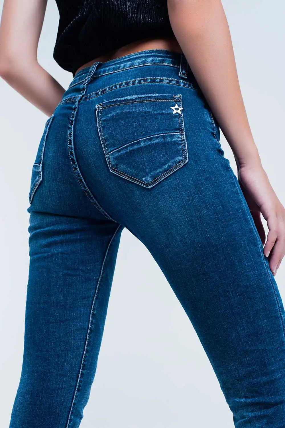 Jean Skinny Blue avec strass - Pantalons