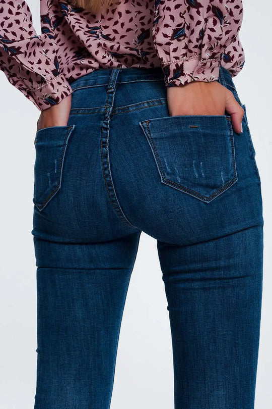 Jean skinny déchiré Bleu - Pantalons