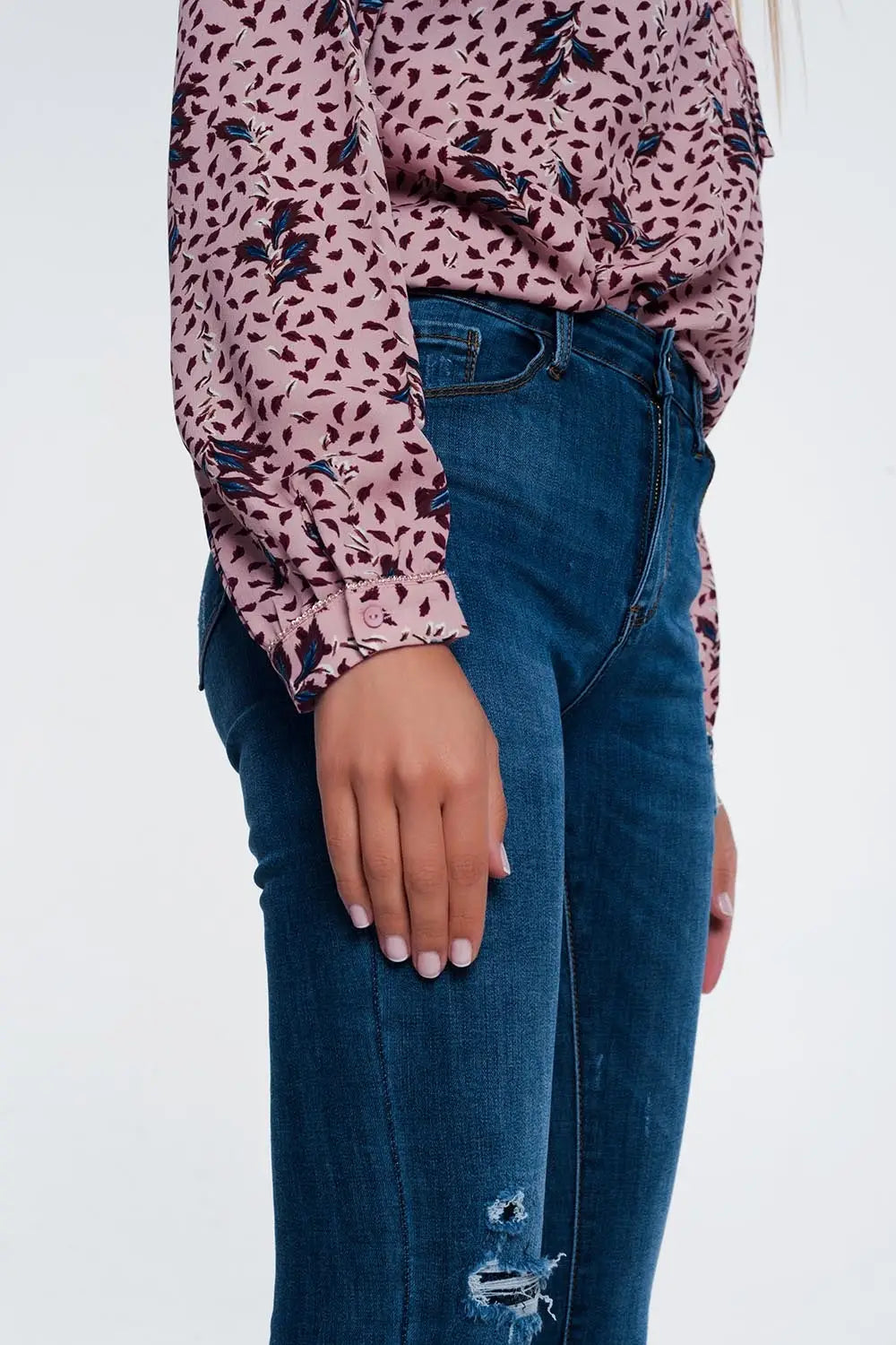 Jean skinny déchiré Bleu - Pantalons