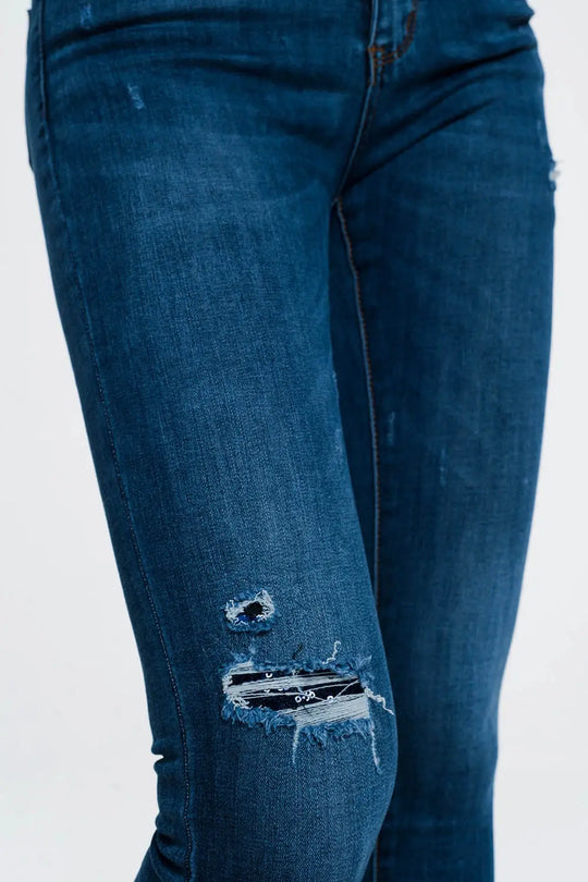 Jean skinny déchiré Bleu - Pantalons