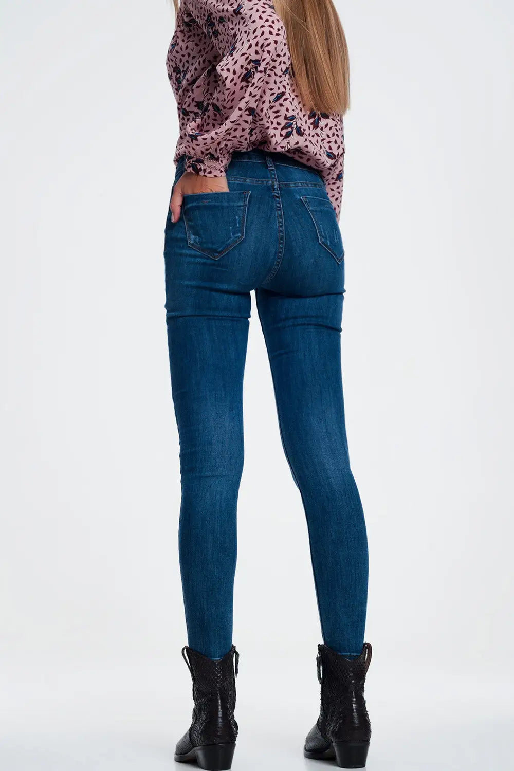 Jean skinny déchiré Bleu - Pantalons
