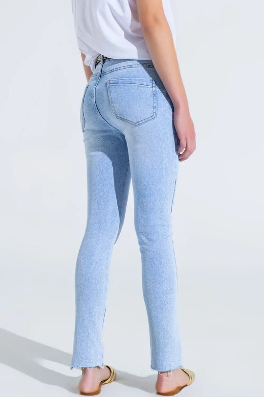 Jean skinny délavé avec étoiles sur les jambes - Pantalons