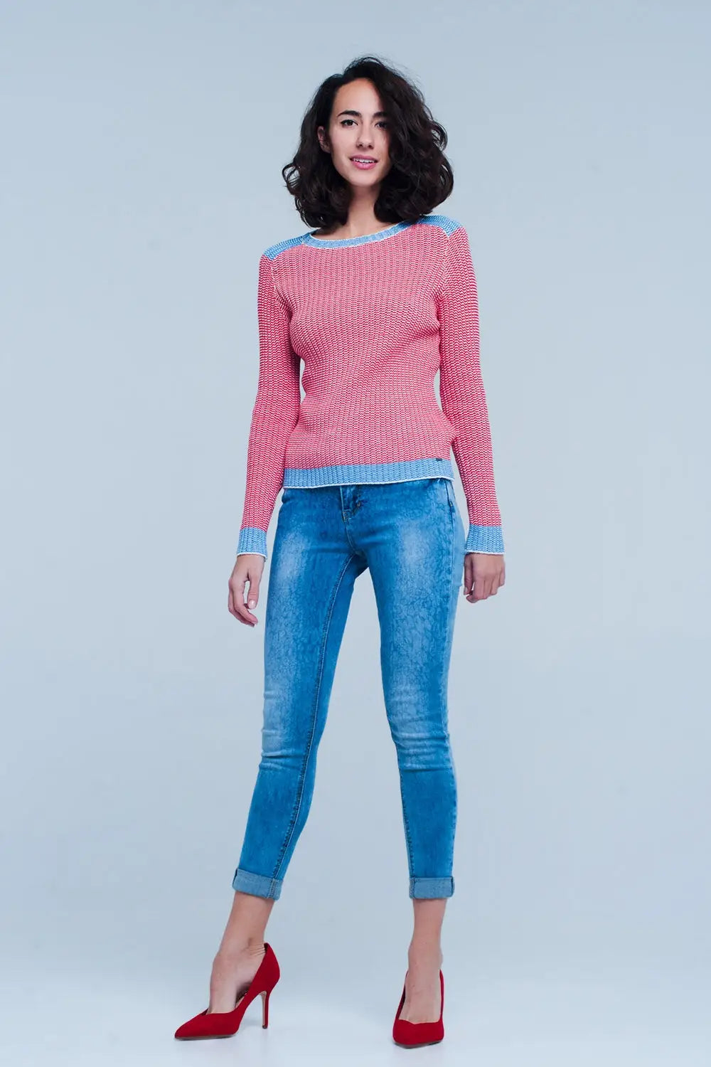 Jean skinny délavé avec motif léopard - Pantalons