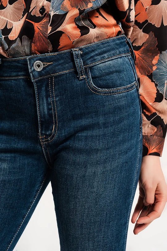 Jean skinny effet push up Bleu délavé moyen - Pantalons