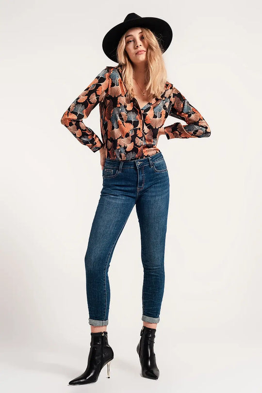 Jean skinny effet push up Bleu délavé moyen - Pantalons