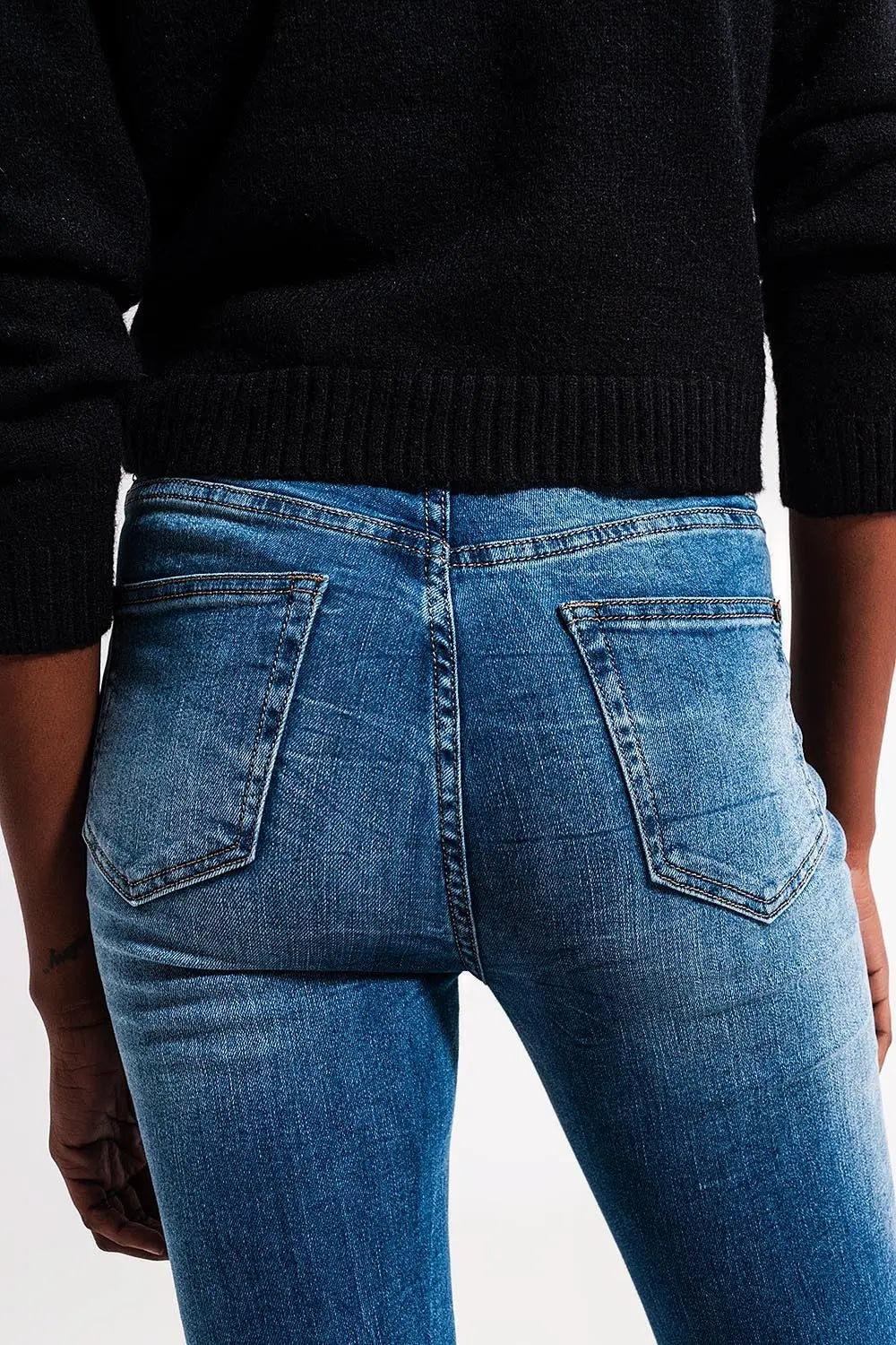 Jean skinny en coton elastic Bleu délavé moyen - Pantalons