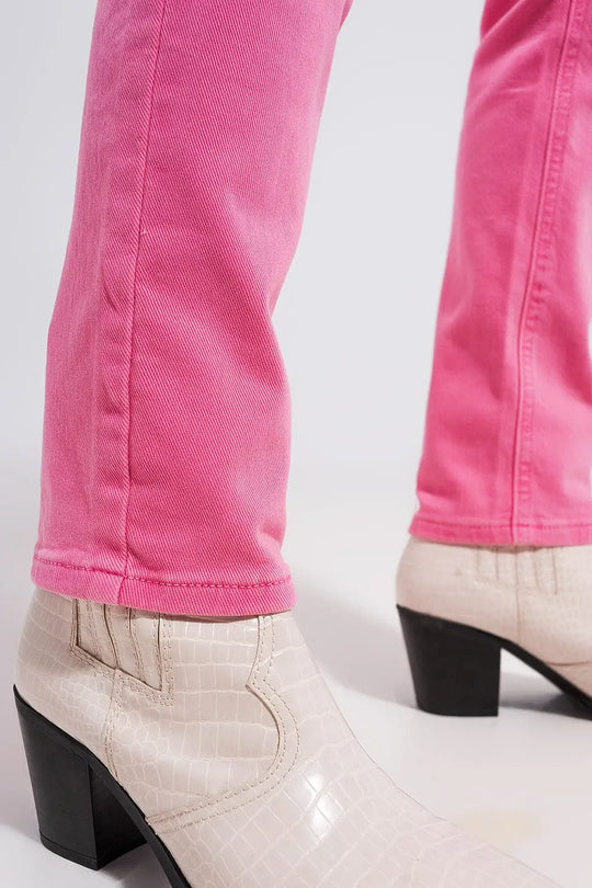 Jean skinny en coton extensible fuchsia - Pantalons