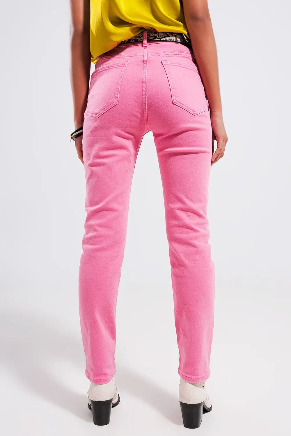 Jean skinny en coton extensible fuchsia - Pantalons