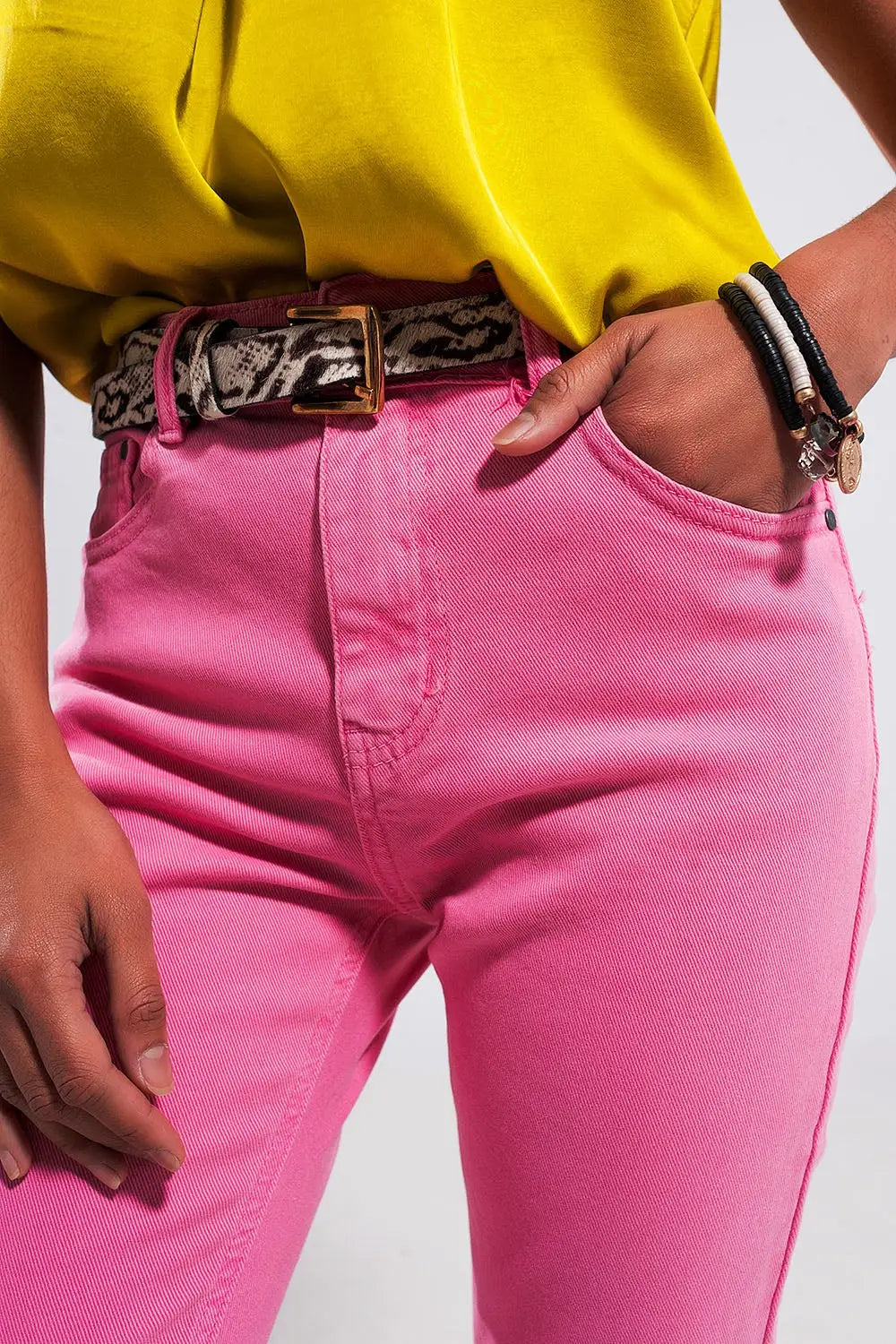Jean skinny en coton extensible fuchsia - Pantalons