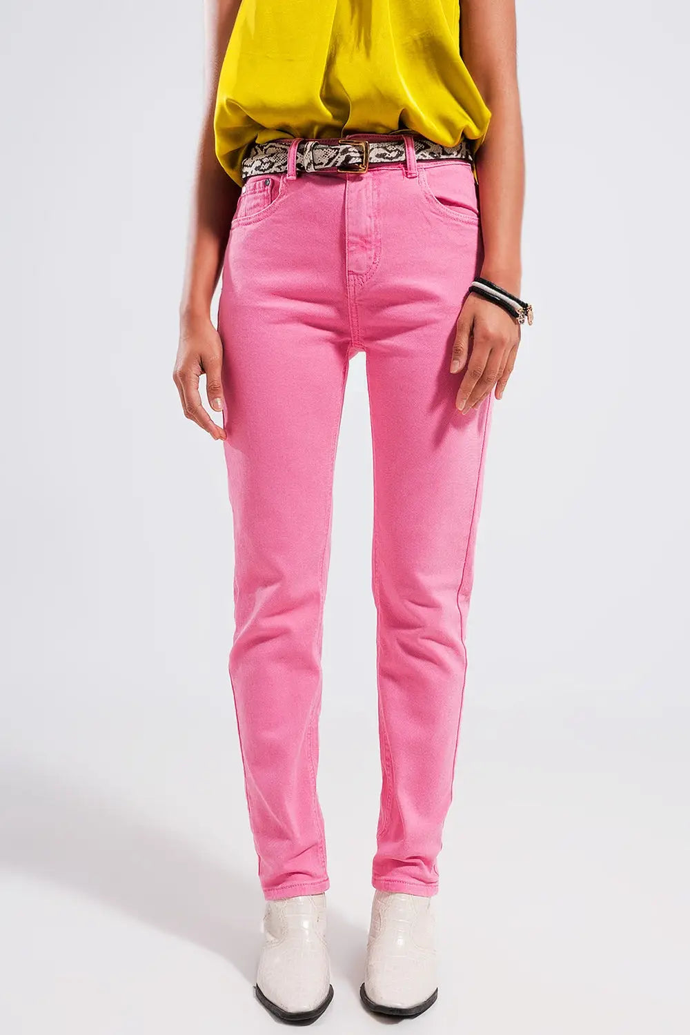 Jean skinny en coton extensible fuchsia - Pantalons