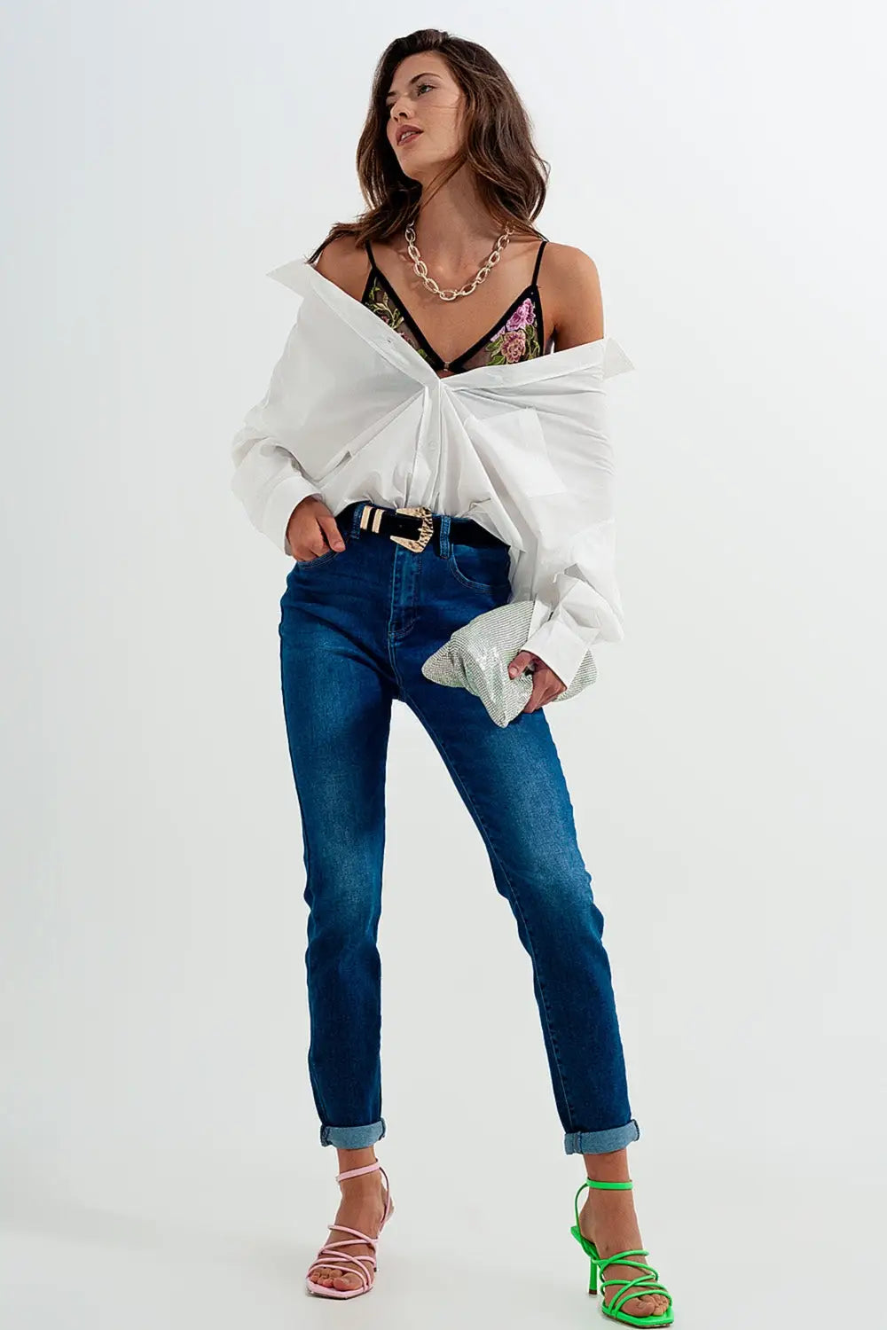 Jean skinny en coton mélangé Bleu - Pantalons