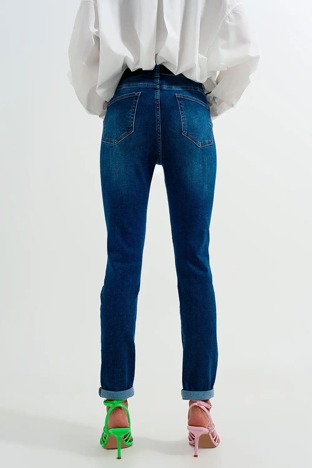 Jean skinny en coton mélangé Bleu - Pantalons