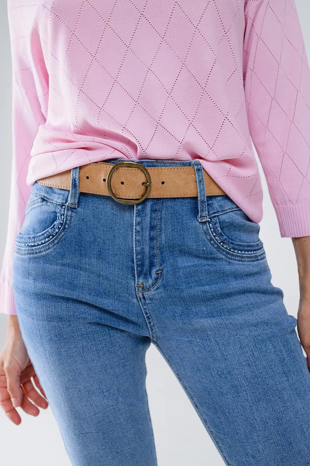 Jean skinny en délavage léger avec détail sur la poche - Pantalons