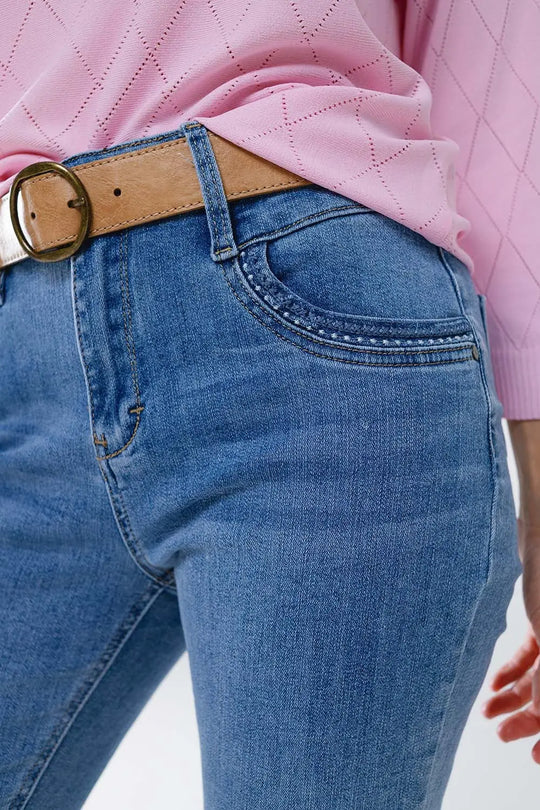 Jean skinny en délavage léger avec détail sur la poche - Pantalons