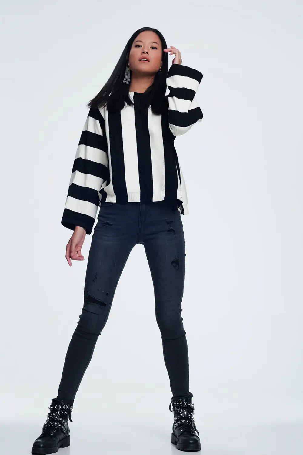 Jean skinny en détresse noir - Pantalons