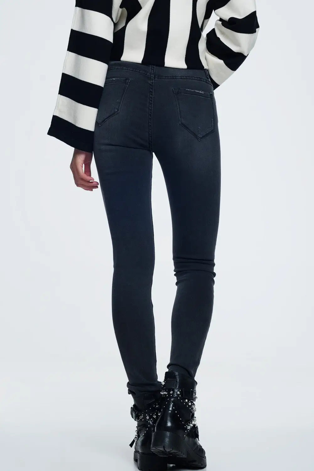 Jean skinny en détresse noir - Pantalons