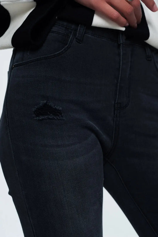 Jean skinny en détresse noir - Pantalons