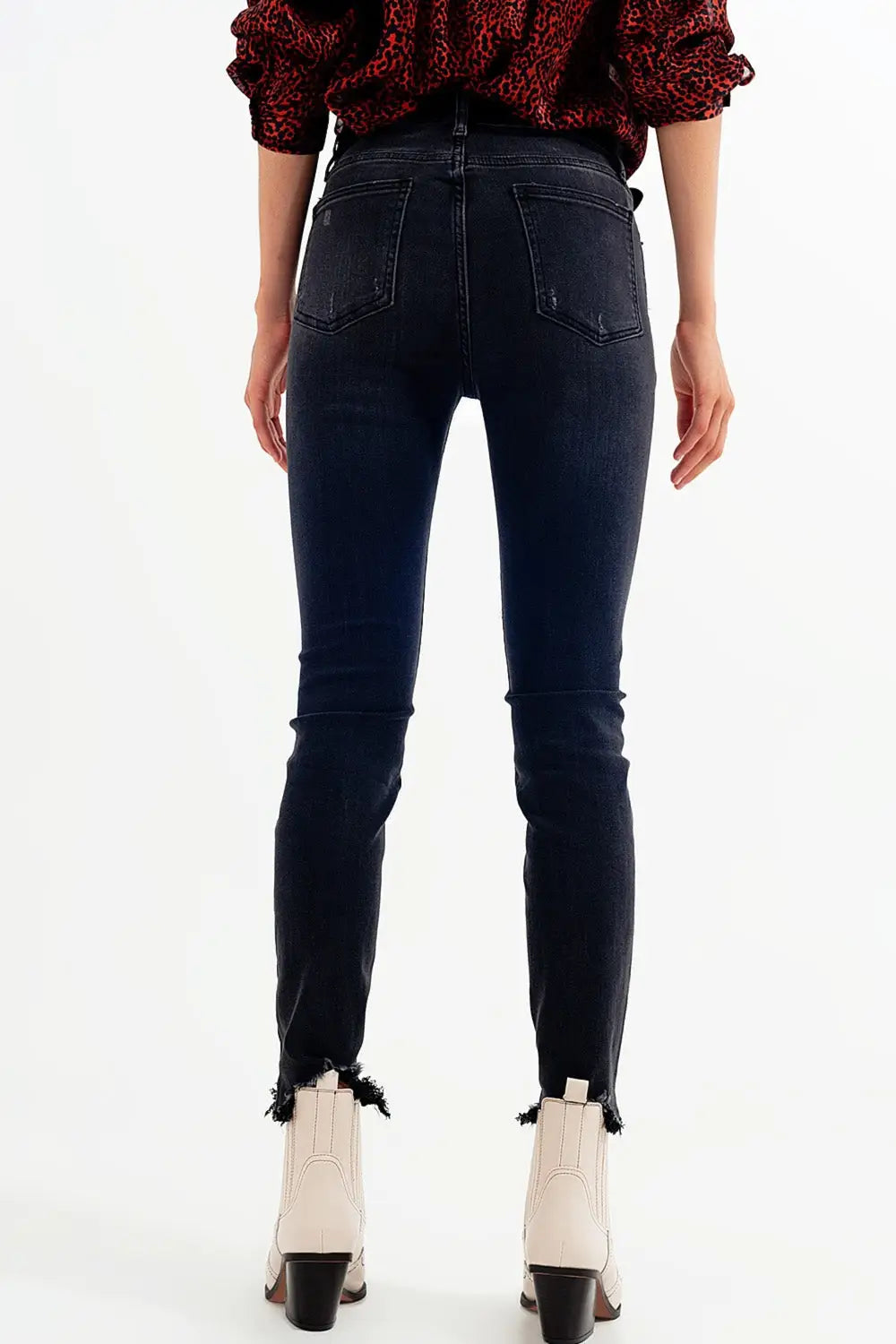 Jean skinny en Noir délavé - Pantalons