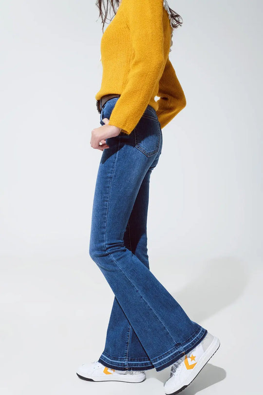 Q2 Jean skinny évasé bleu moyen