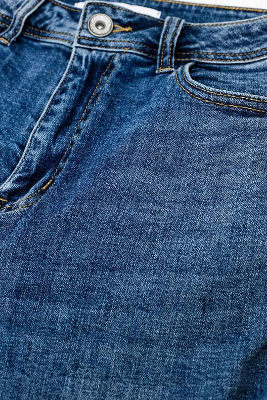 Jean skinny extensible à cinq poches bleu foncé - Pantalons