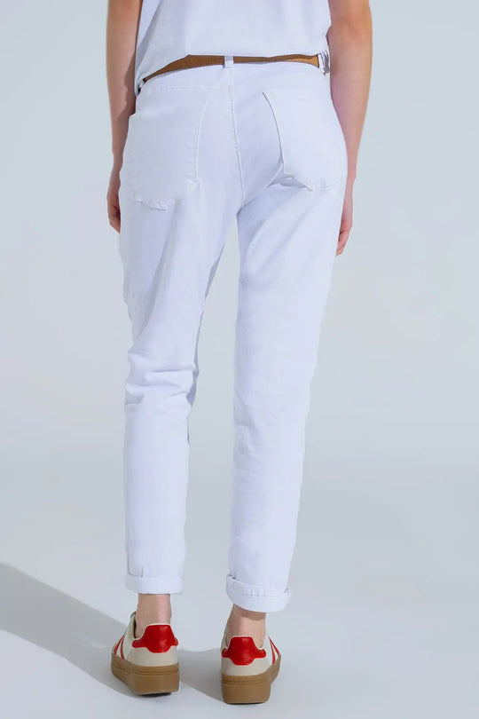 Jean skinny froissé blanc - Pantalons
