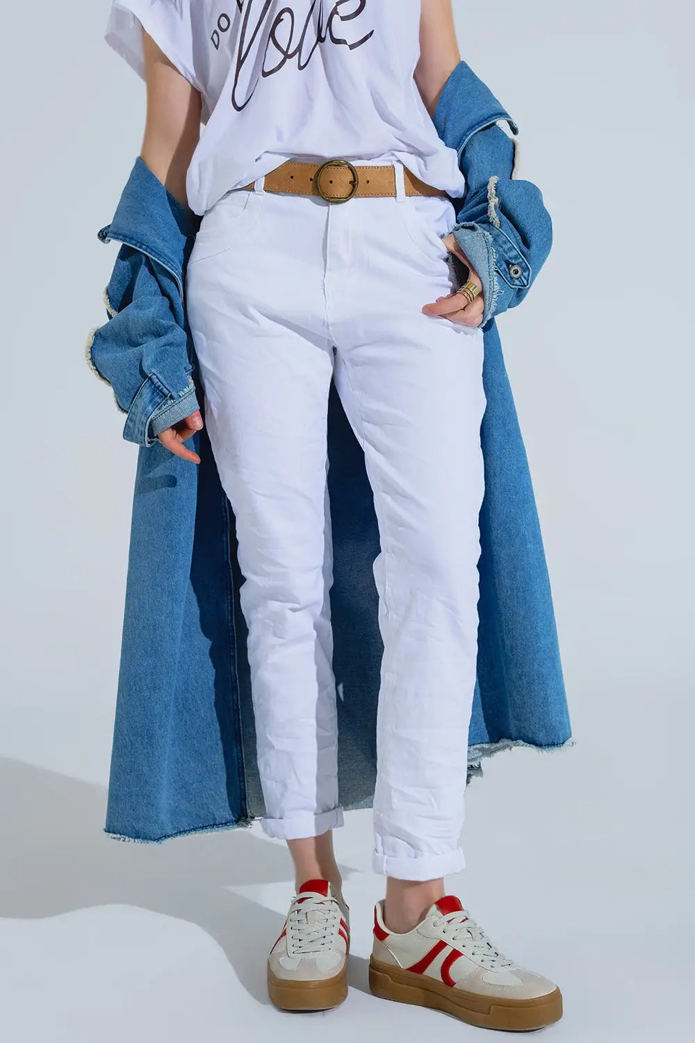 Q2 Jean skinny froissé blanc