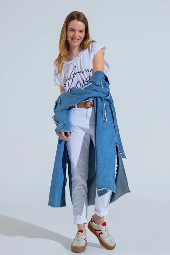 Jean skinny froissé blanc - Pantalons