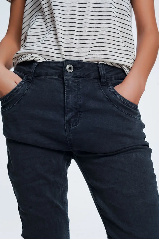 jean skinny gris avec entrejambe bas - Pantalons