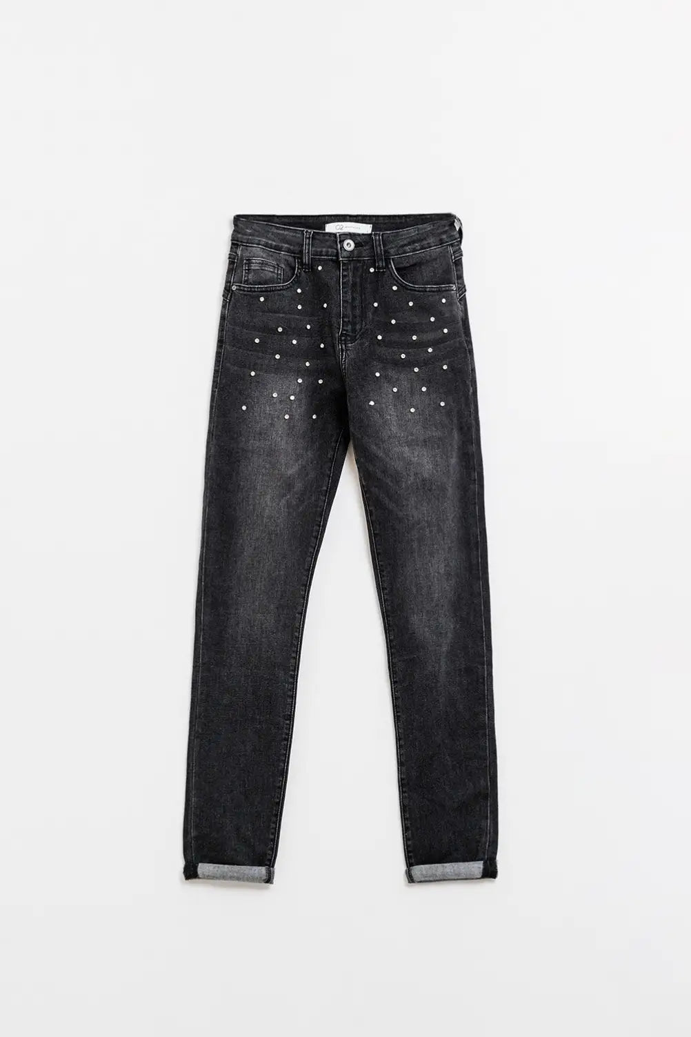 Jean skinny noir avec strass - Pantalons