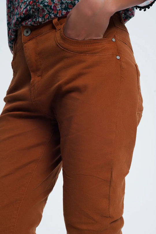 jean skinny orange avec entrejambe bas - Pantalons