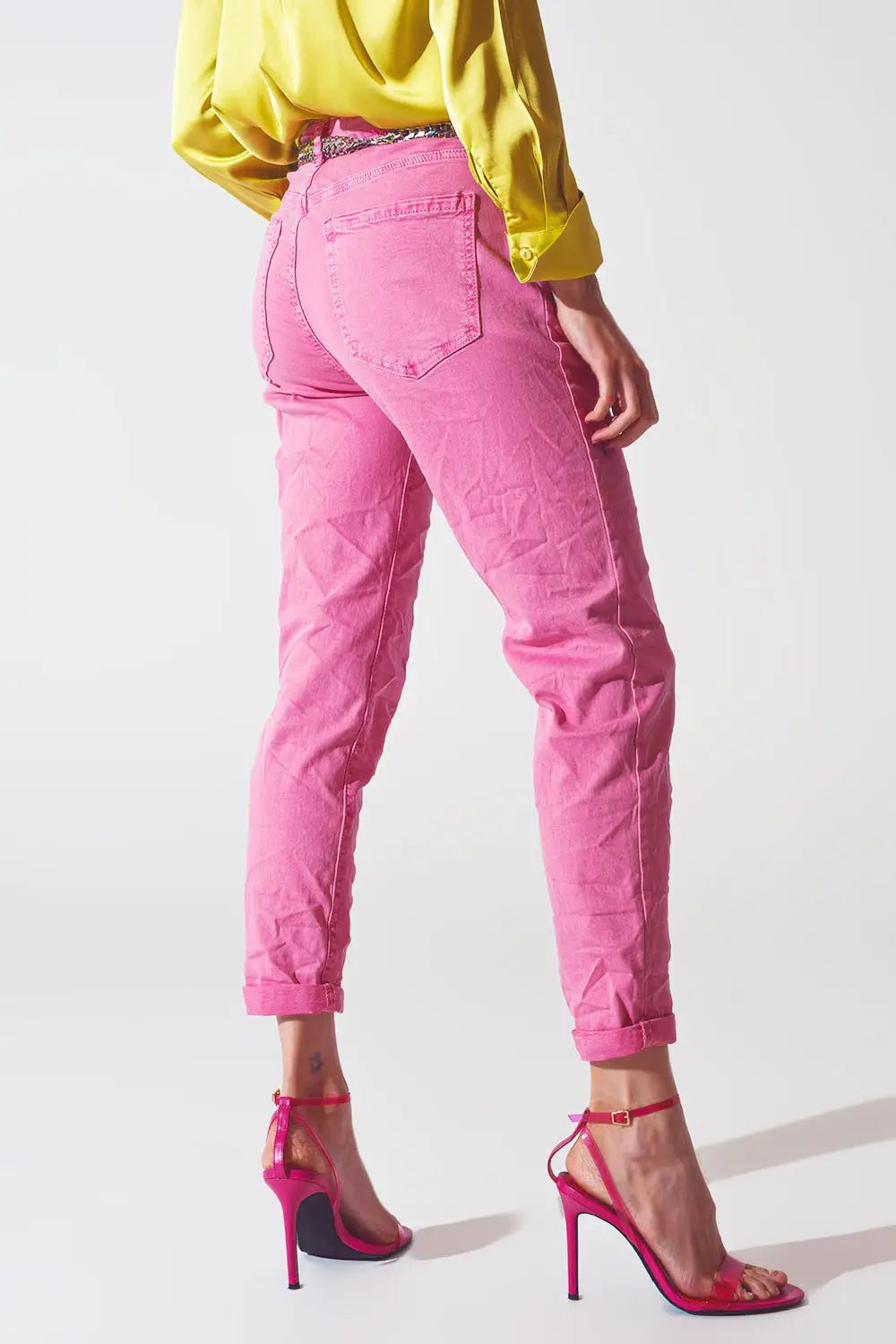 Jean skinny rose froissé - Pantalons