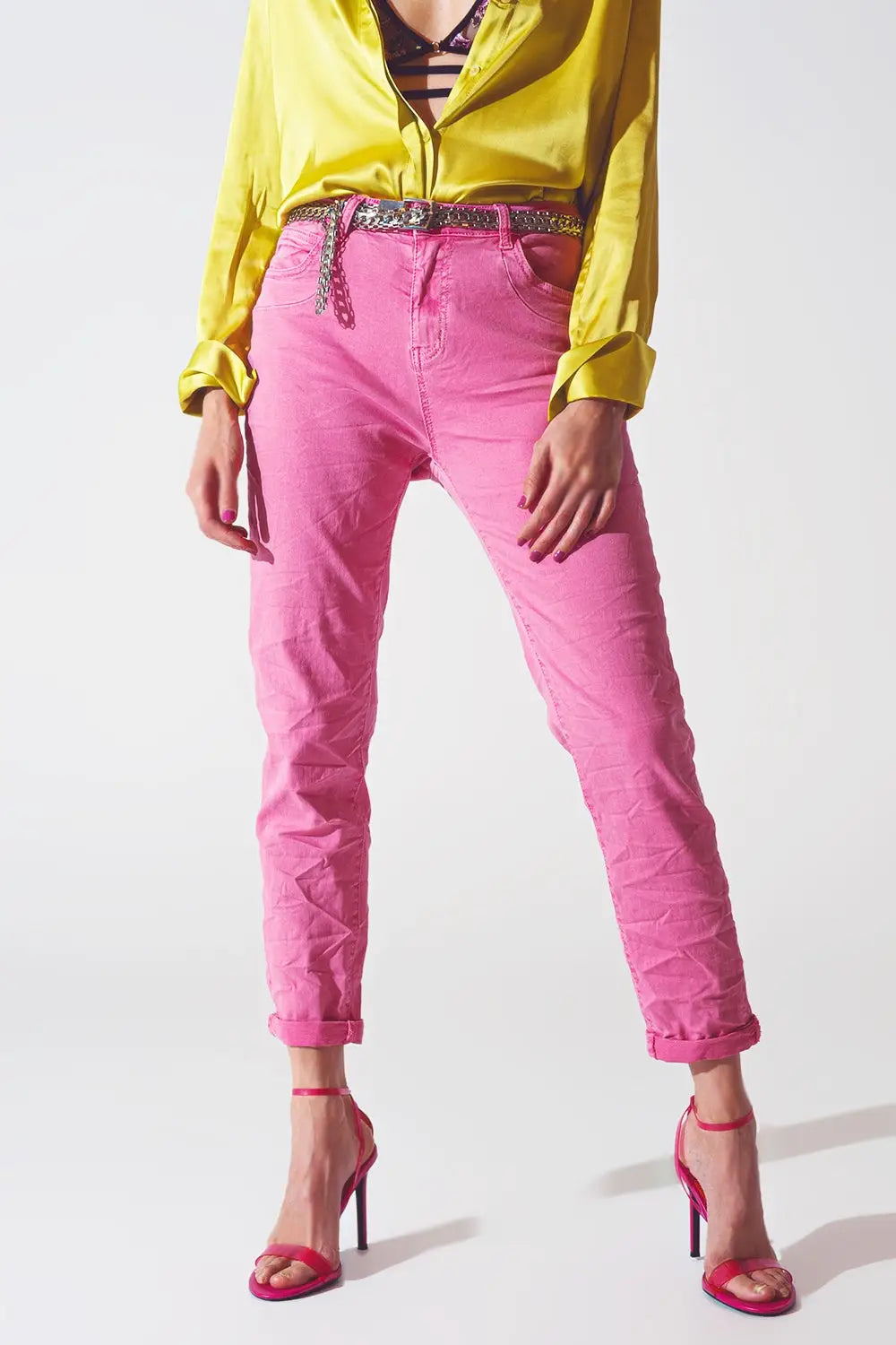 Q2 Jean skinny rose froissé