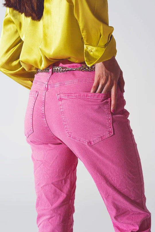 Jean skinny rose froissé - Pantalons