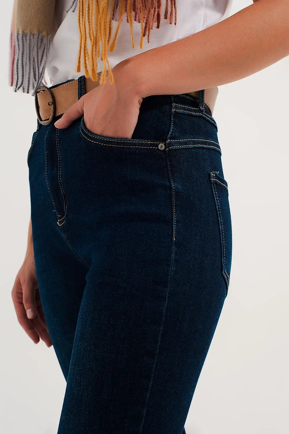 Jean skinny stretch bleu délavé moyen - Pantalons